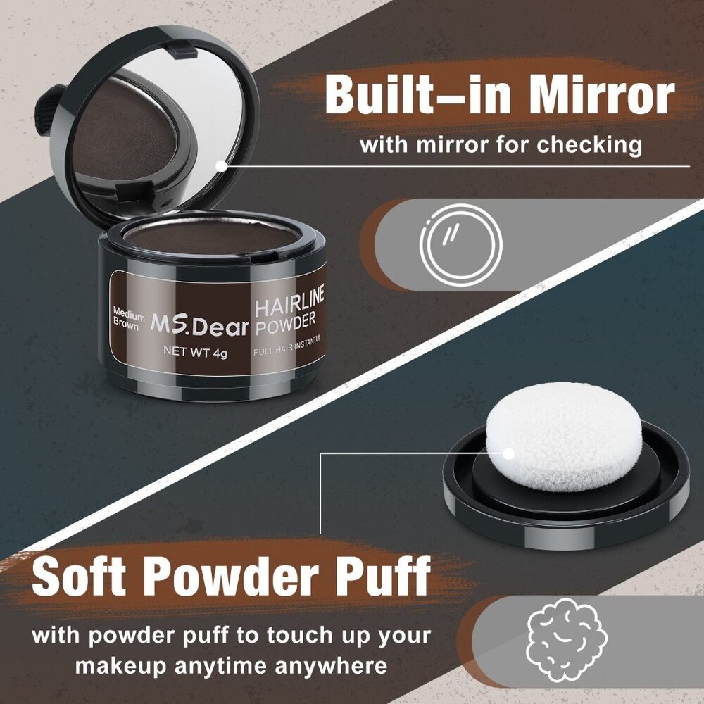 Ms.Dear Hairline Powder Medium Brown Full Hair Instantly 4g Epx. 08/05/2027 - Picture 2 of 6